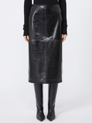Midi leather skirt - Black