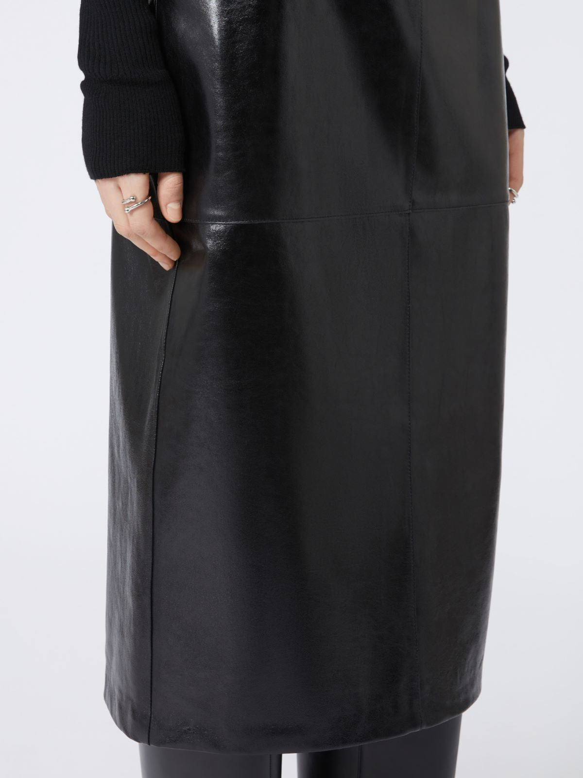 Midi leather skirt - Black