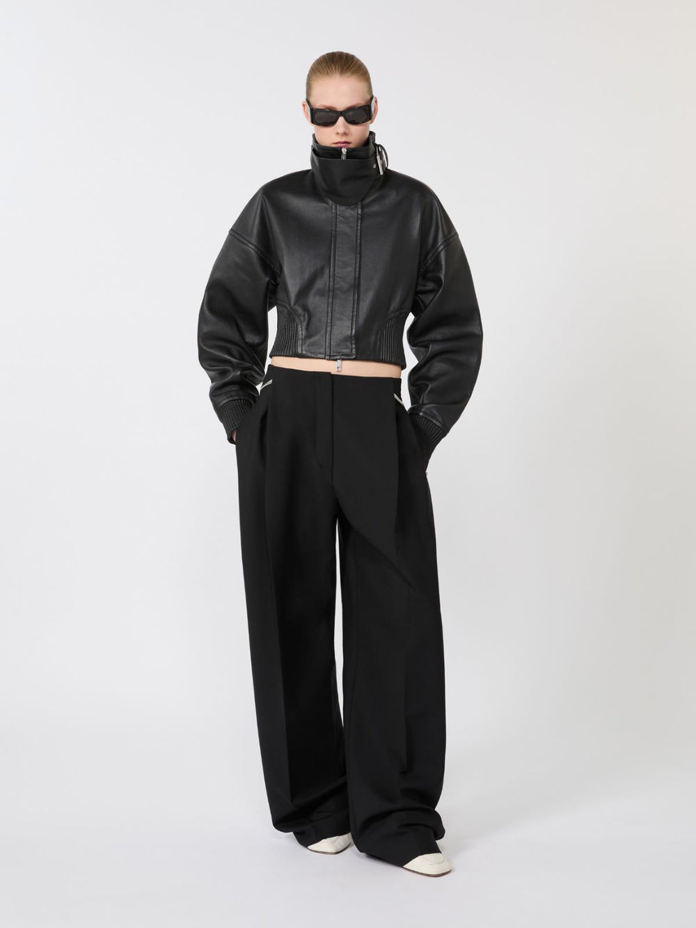 Short leather jacket - Black