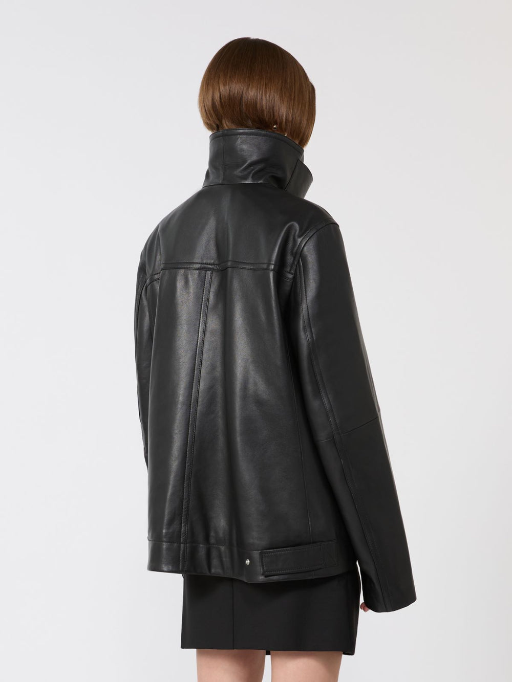 Oversized leather heavy jacket - Black
