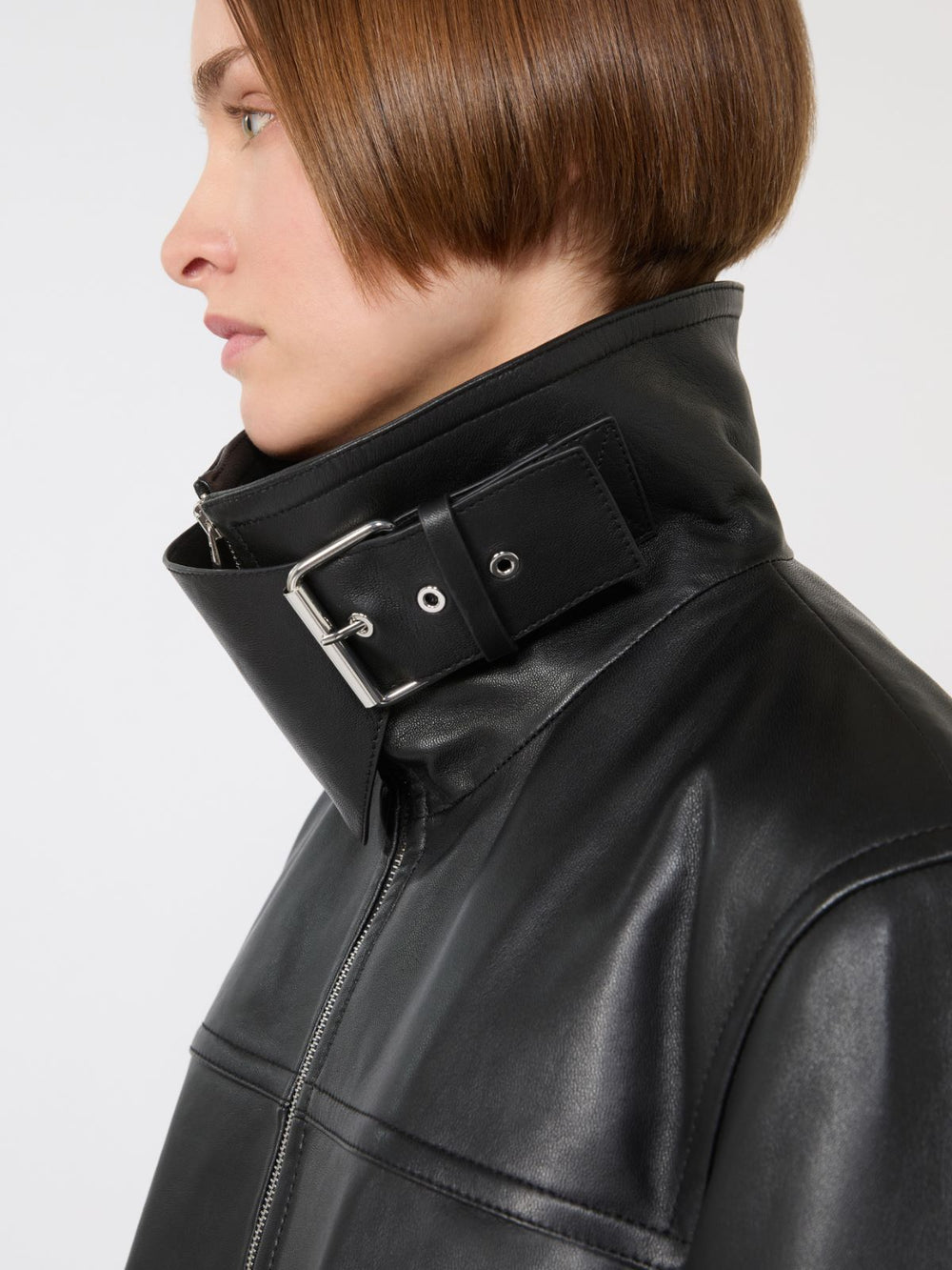 Oversized leather heavy jacket - Black