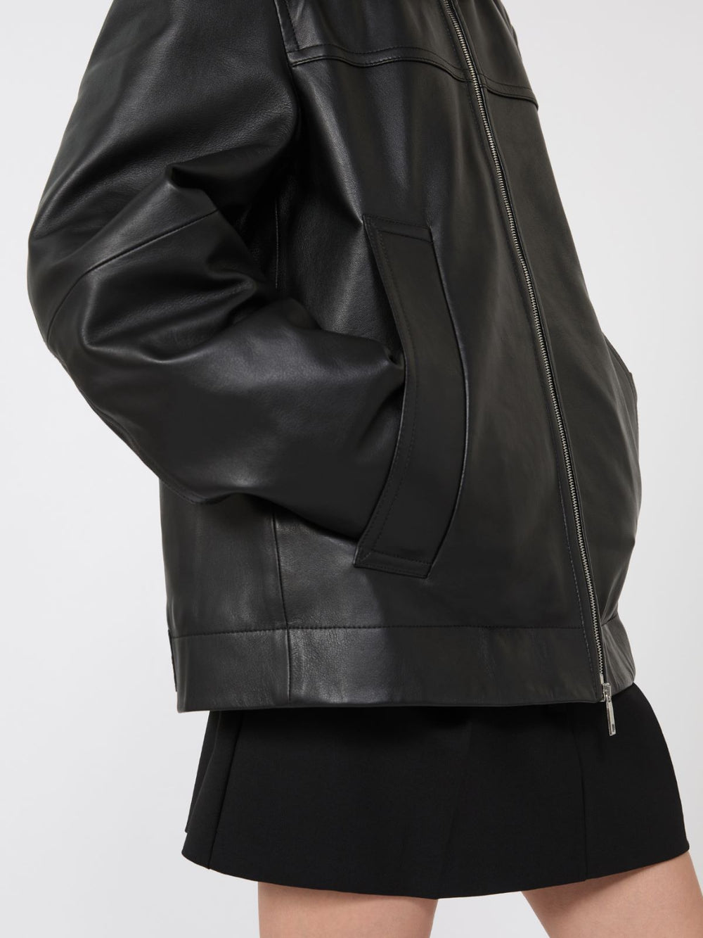 Oversized leather heavy jacket - Black
