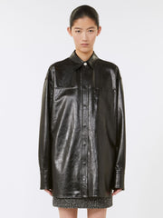 Oversized nappa leather shirt - Black