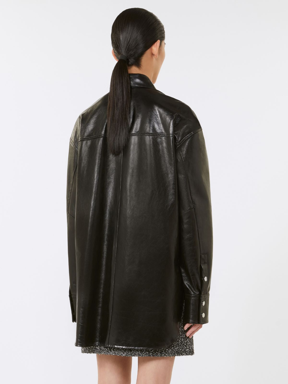 Oversized nappa leather shirt - Black