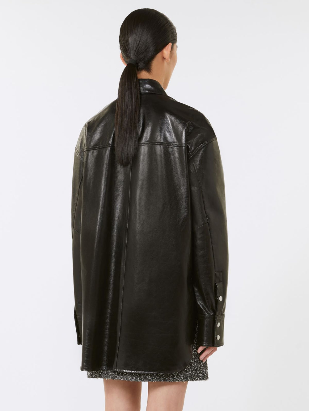 Oversized nappa leather shirt - Black