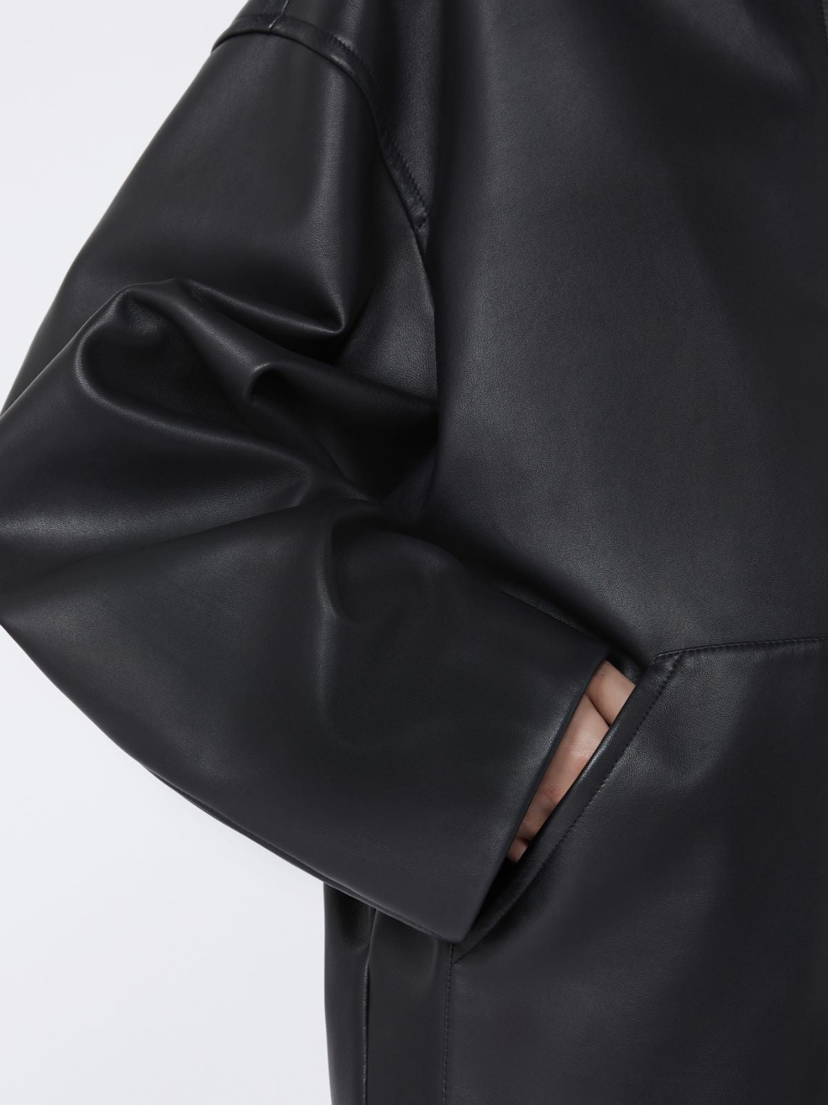 Leather hoodie - RUNWAY - Black