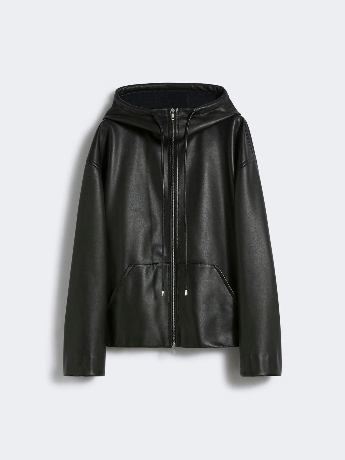 Leather hoodie - RUNWAY - Black