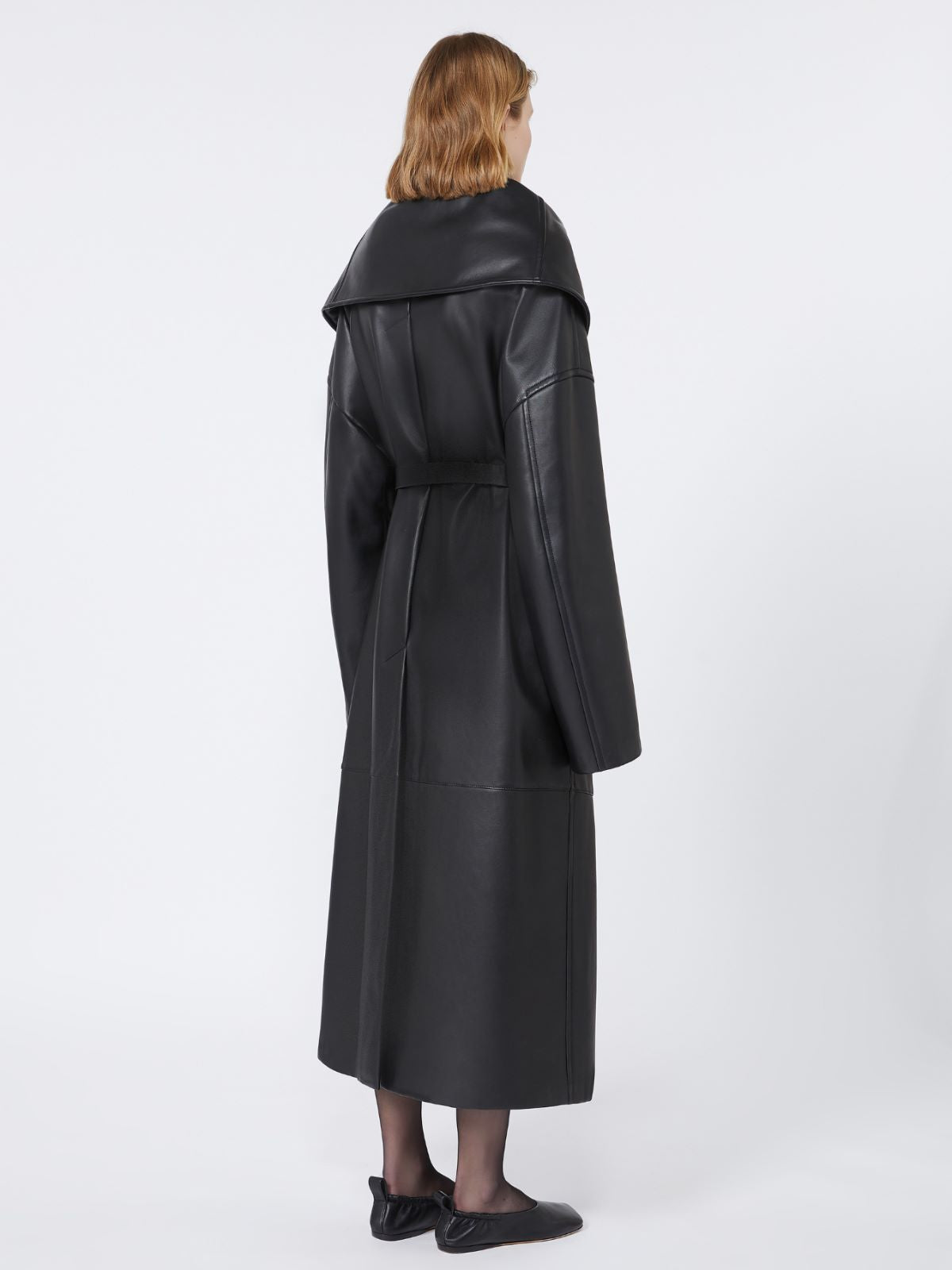Long leather coat - RUNWAY - Black