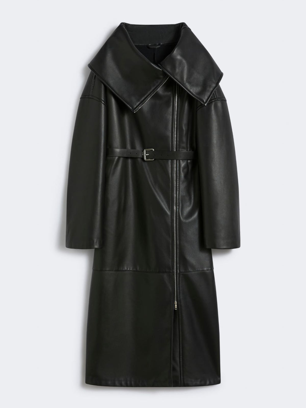 Long leather coat - RUNWAY - Black