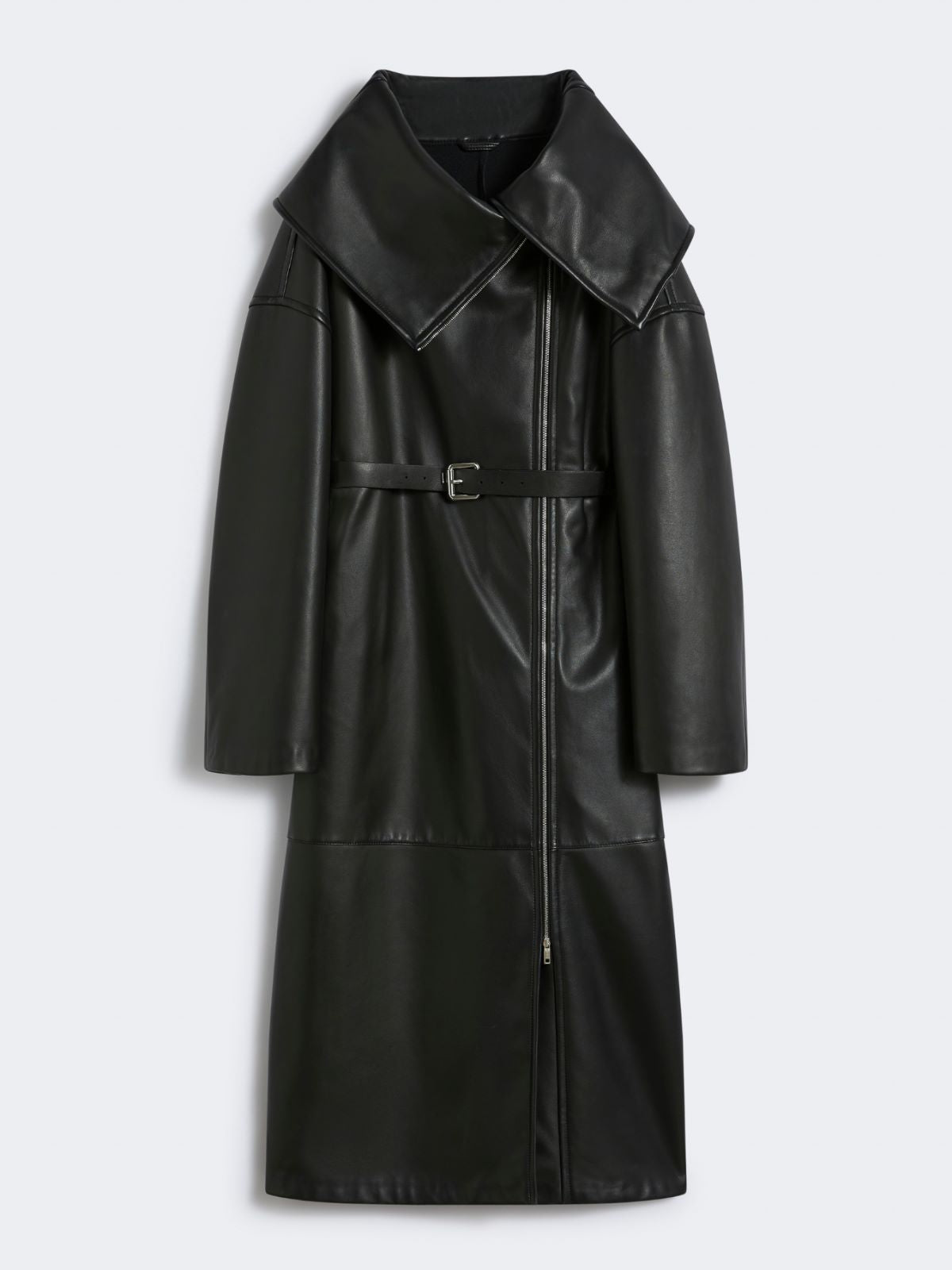 Long leather coat - RUNWAY - Black