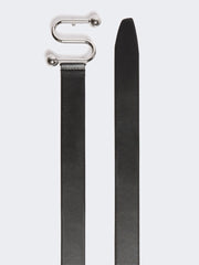 Leather belt with S buckle - Black