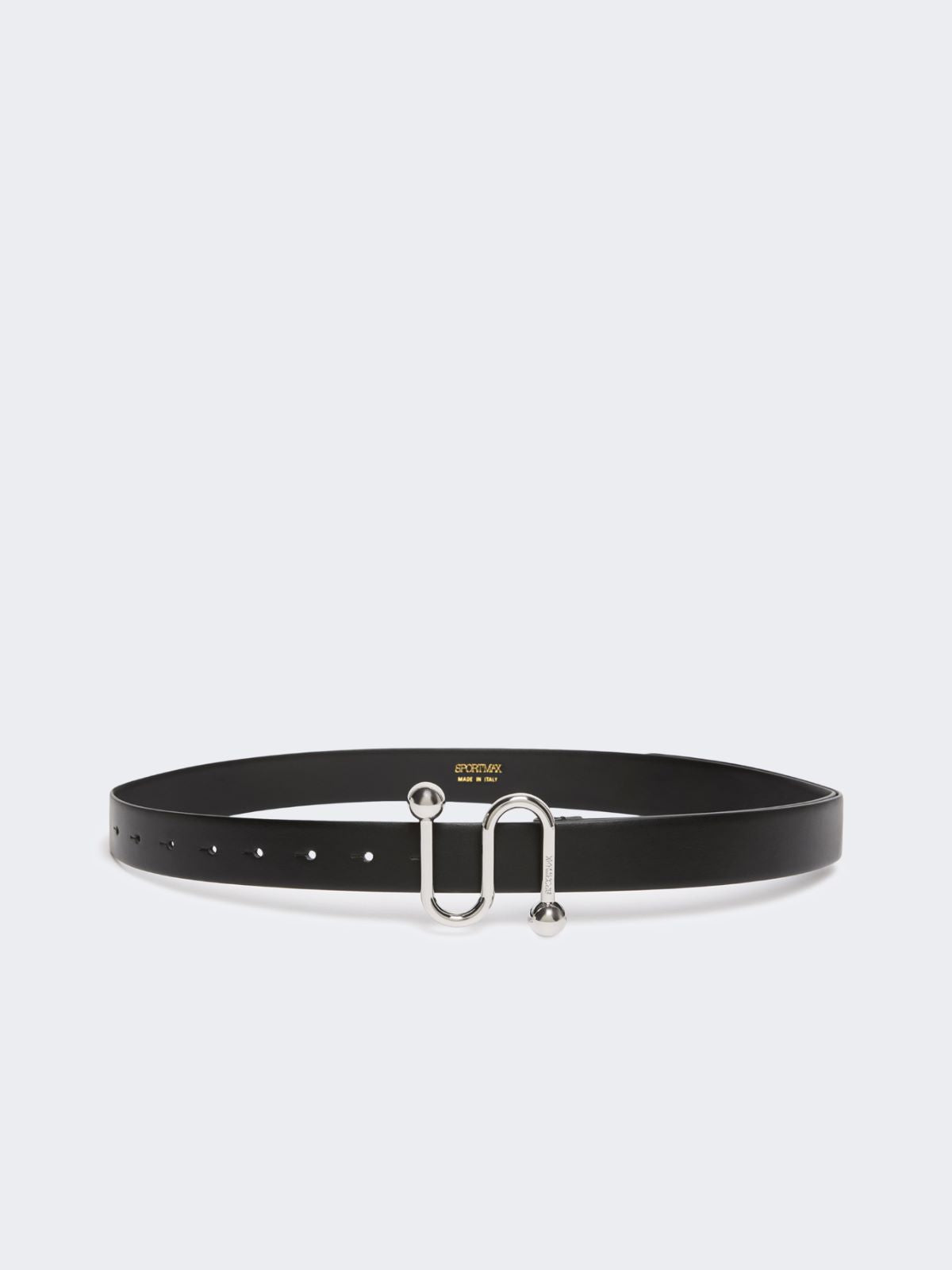 Leather belt with S buckle - Black