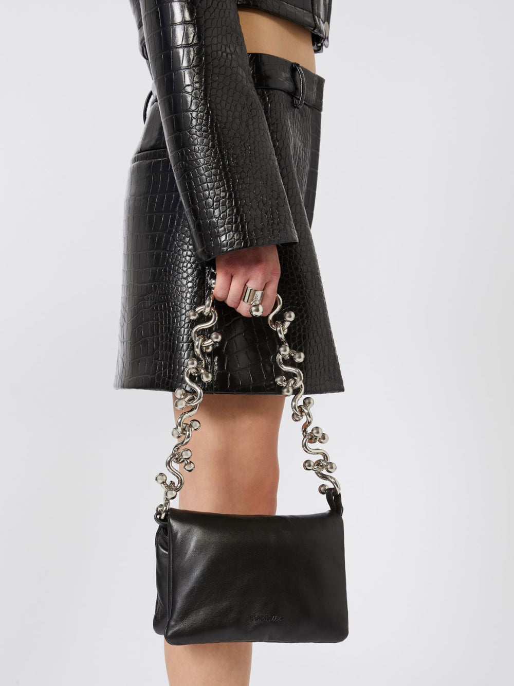 Padded nappa-leather mini Soffy Bag - Black