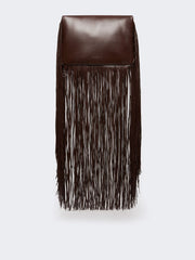 Soffy bag with long fringes - RUNWAY - Chocolate