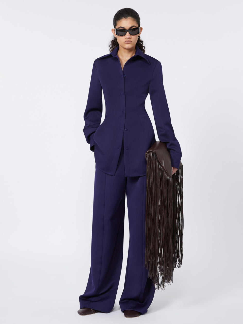 Soffy bag with long fringes - RUNWAY - Chocolate