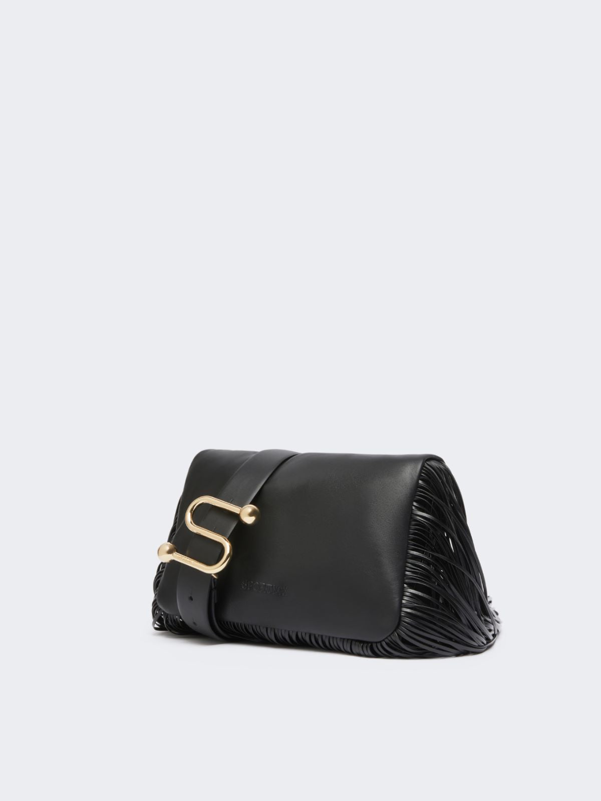 Mini Soffy Bag in nappa with fringes - Black