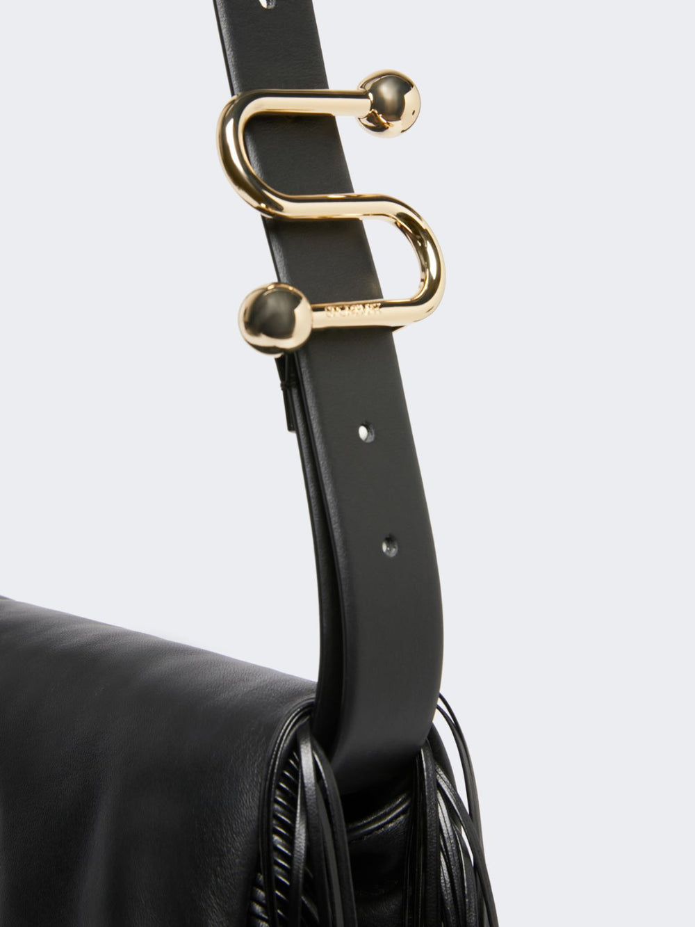 Mini Soffy Bag in nappa with fringes - Black