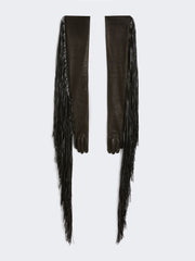 Long gloves with fringes - RUNWAY - Black