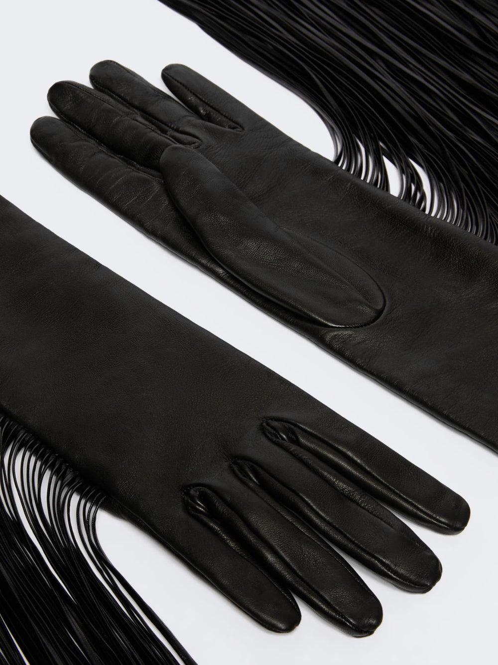 Long gloves with fringes - RUNWAY - Black