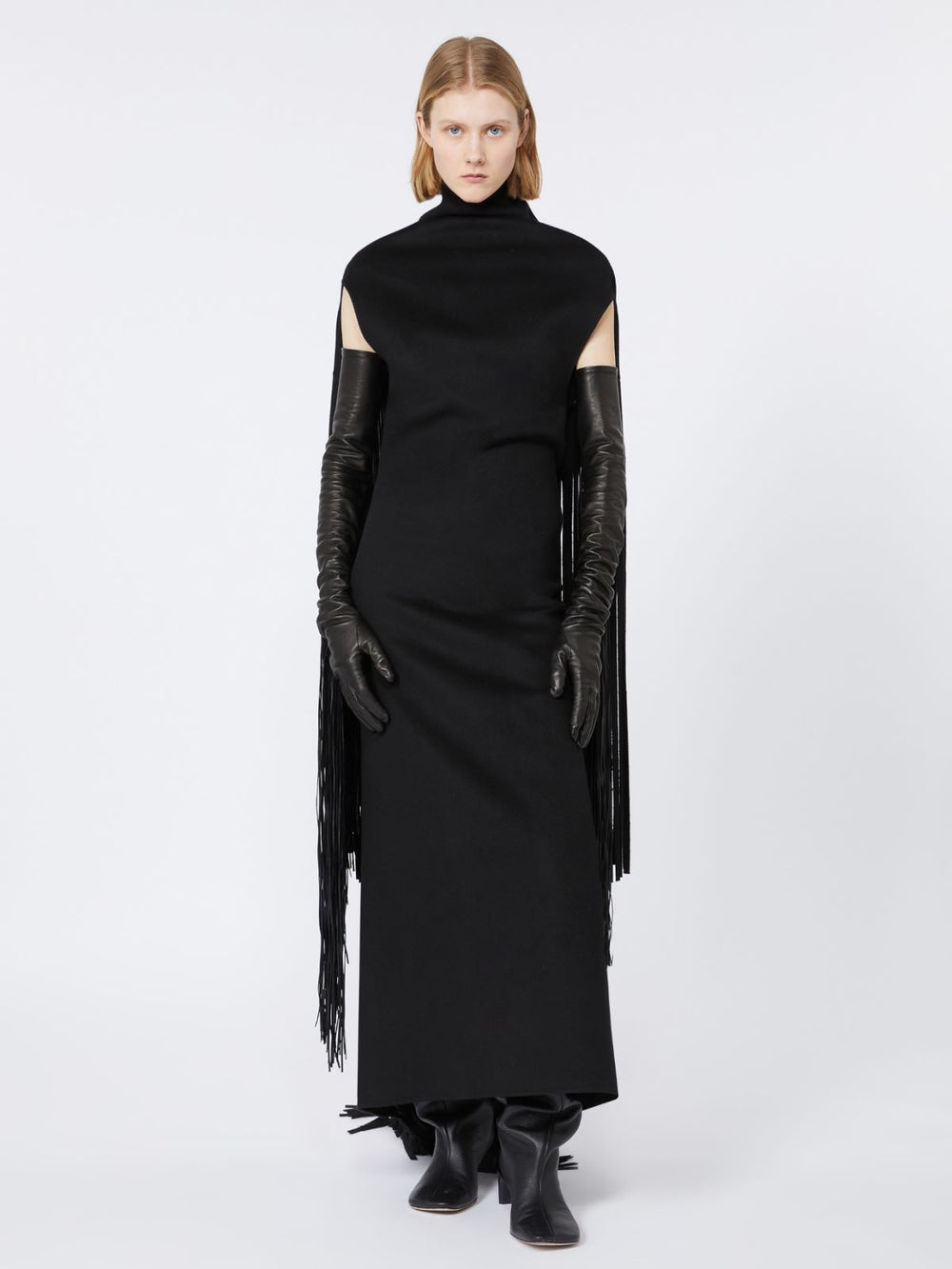 Long gloves with fringes - RUNWAY - Black