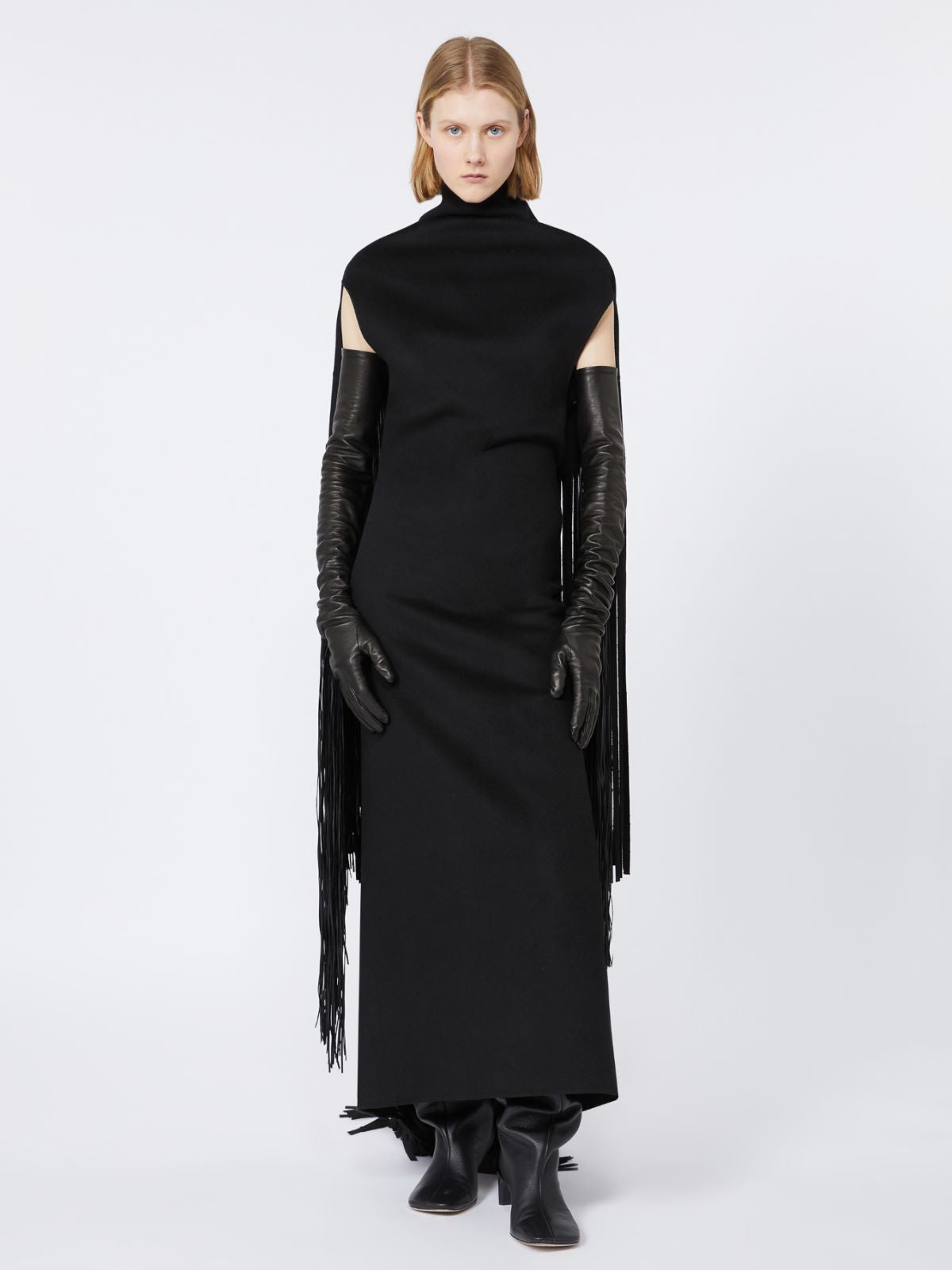 Long gloves with fringes - RUNWAY - Black