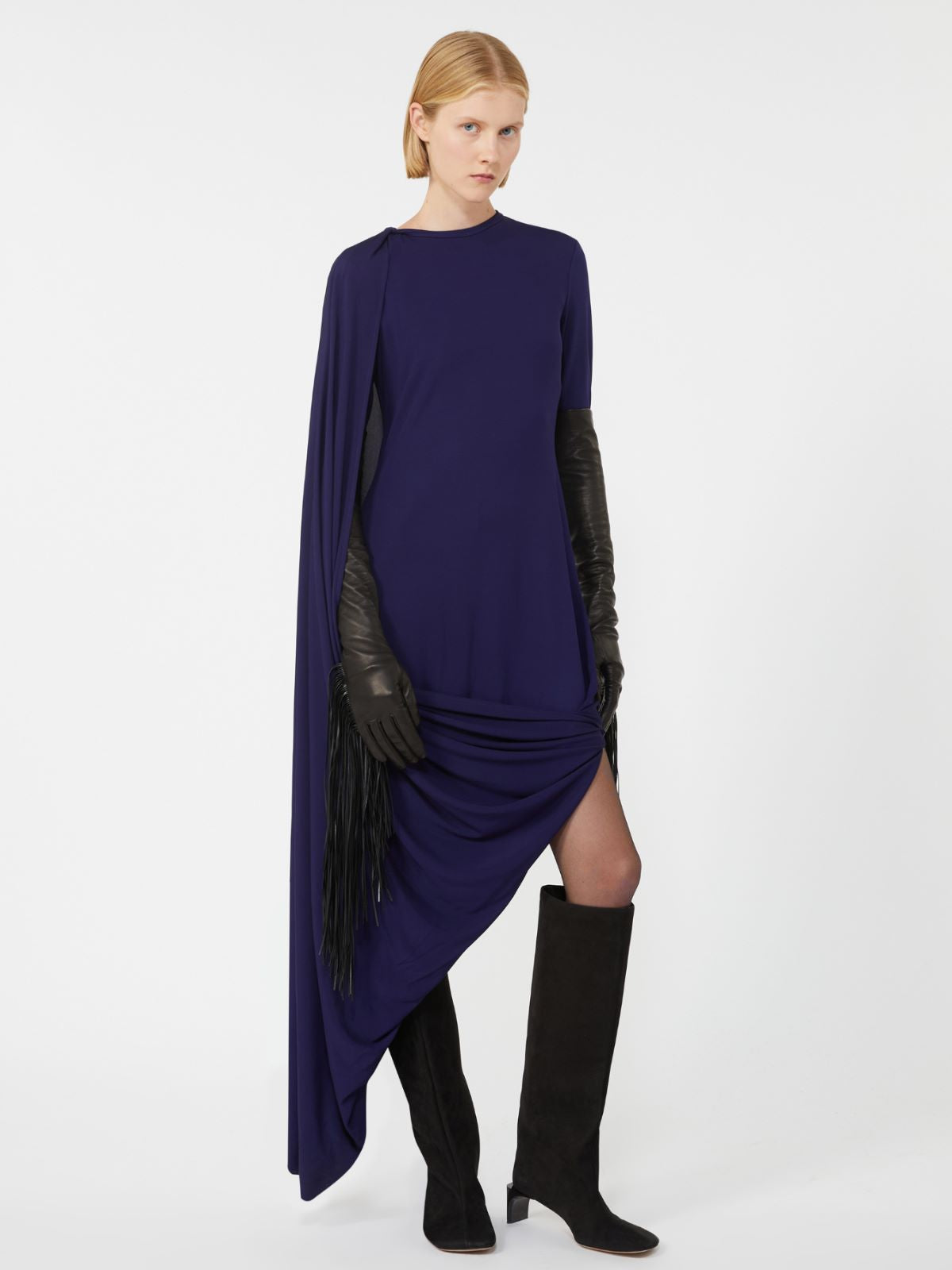 Asymmetrical draped dress - RUNWAY - Dark violet