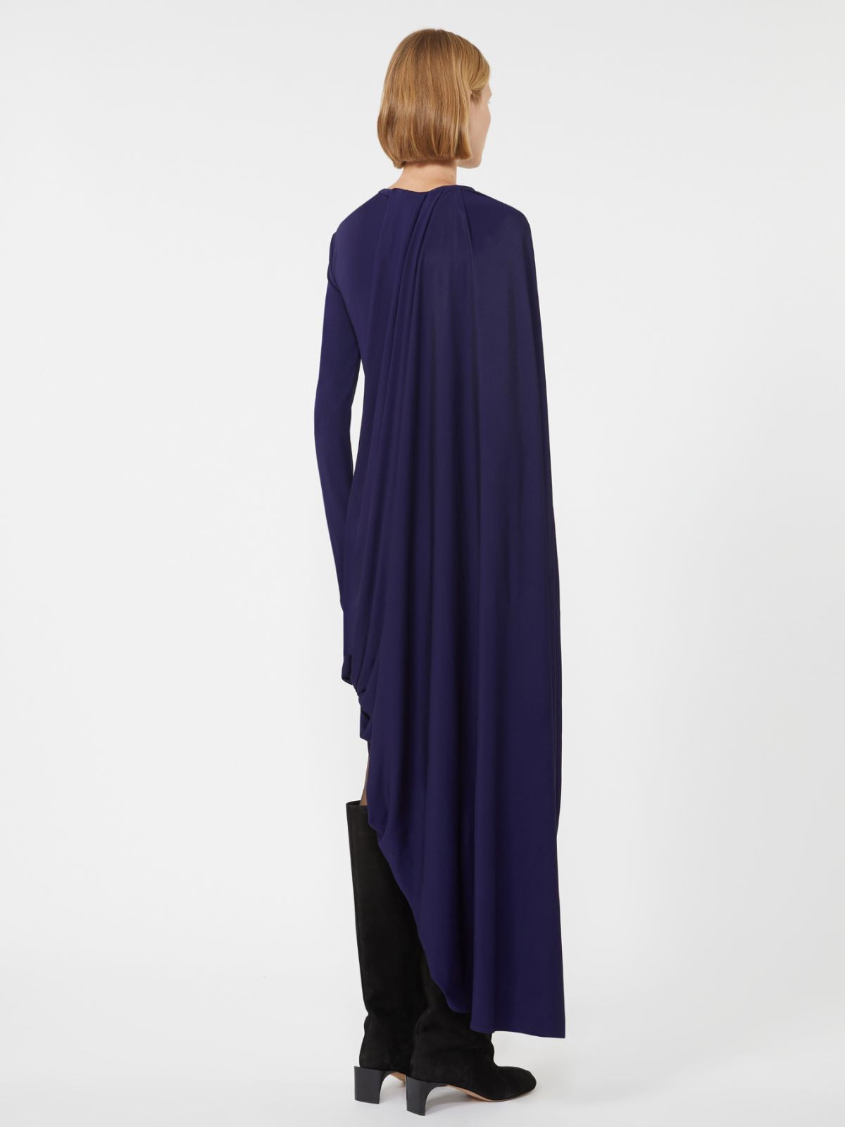 Asymmetrical draped dress - RUNWAY - Dark violet