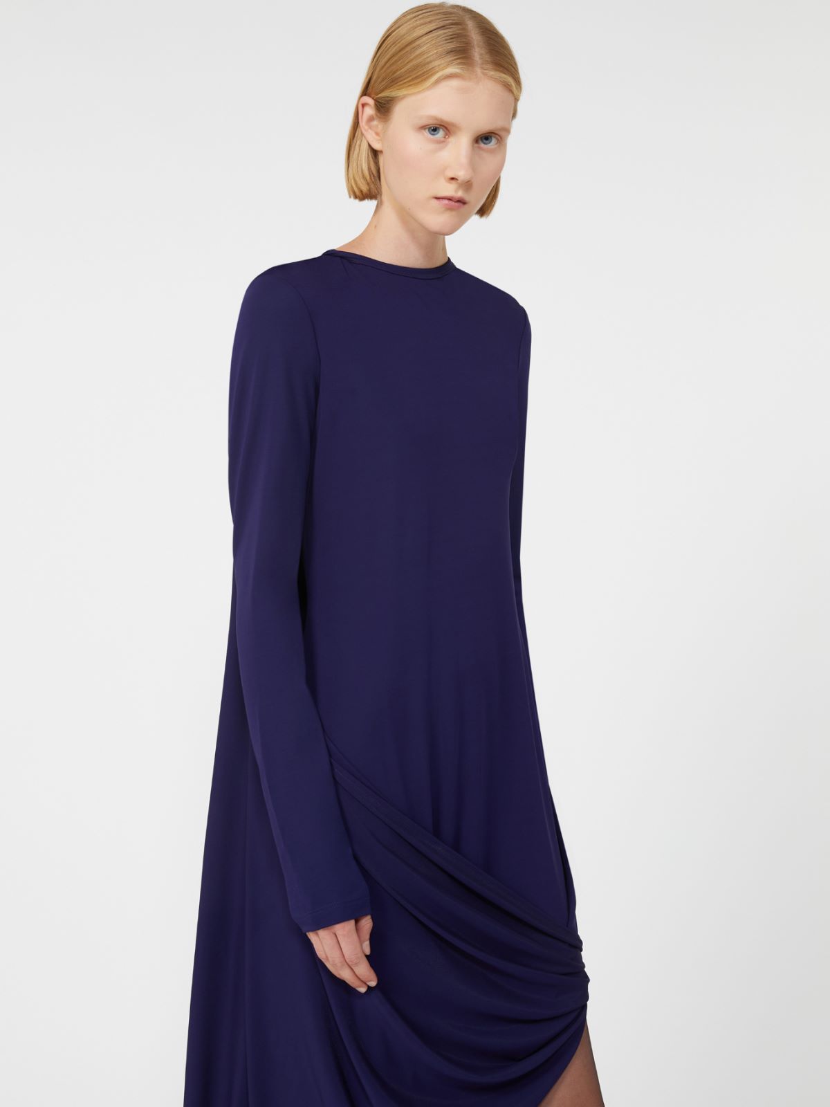 Asymmetrical draped dress - RUNWAY - Dark violet