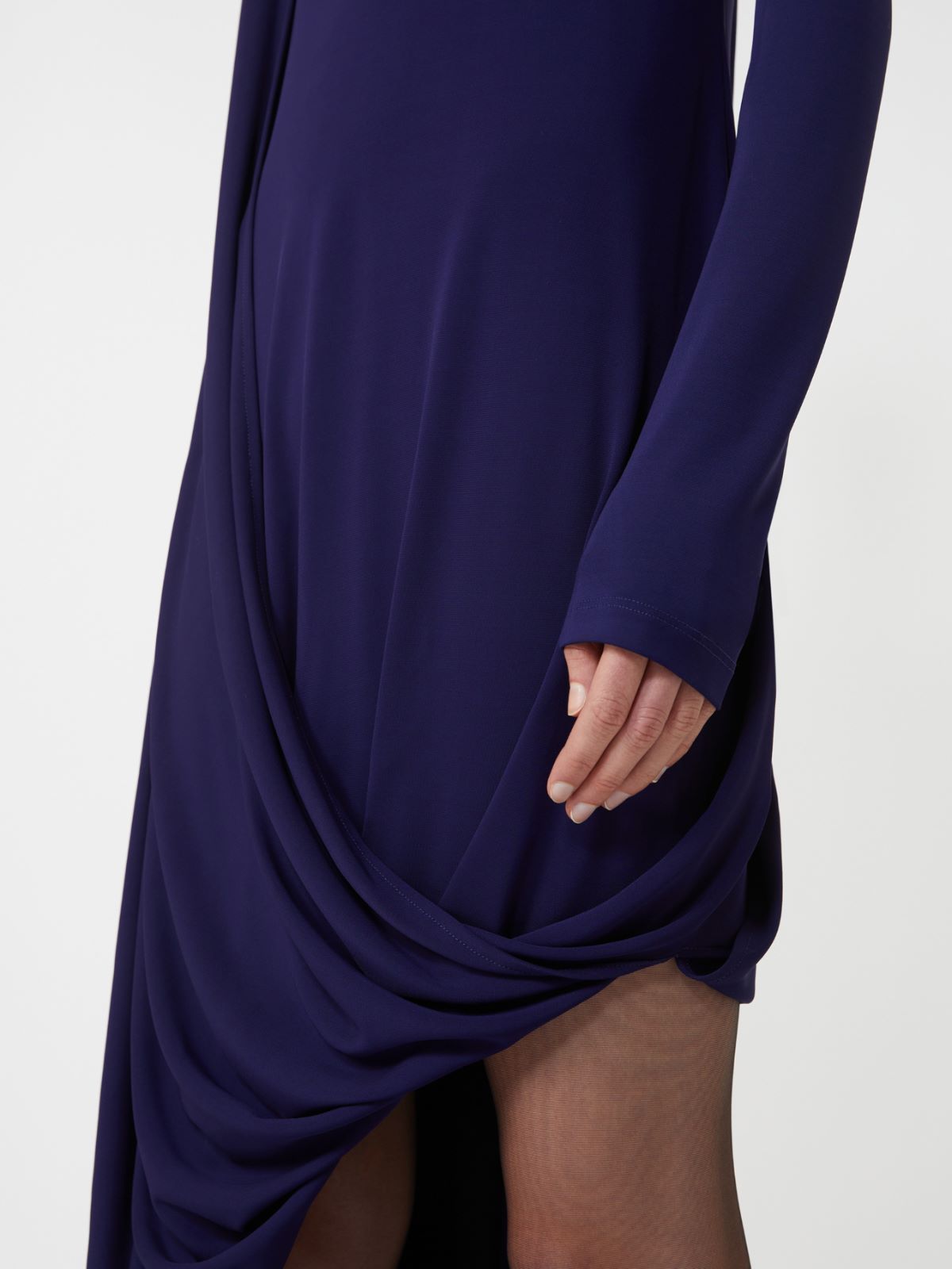 Asymmetrical draped dress - RUNWAY - Dark violet