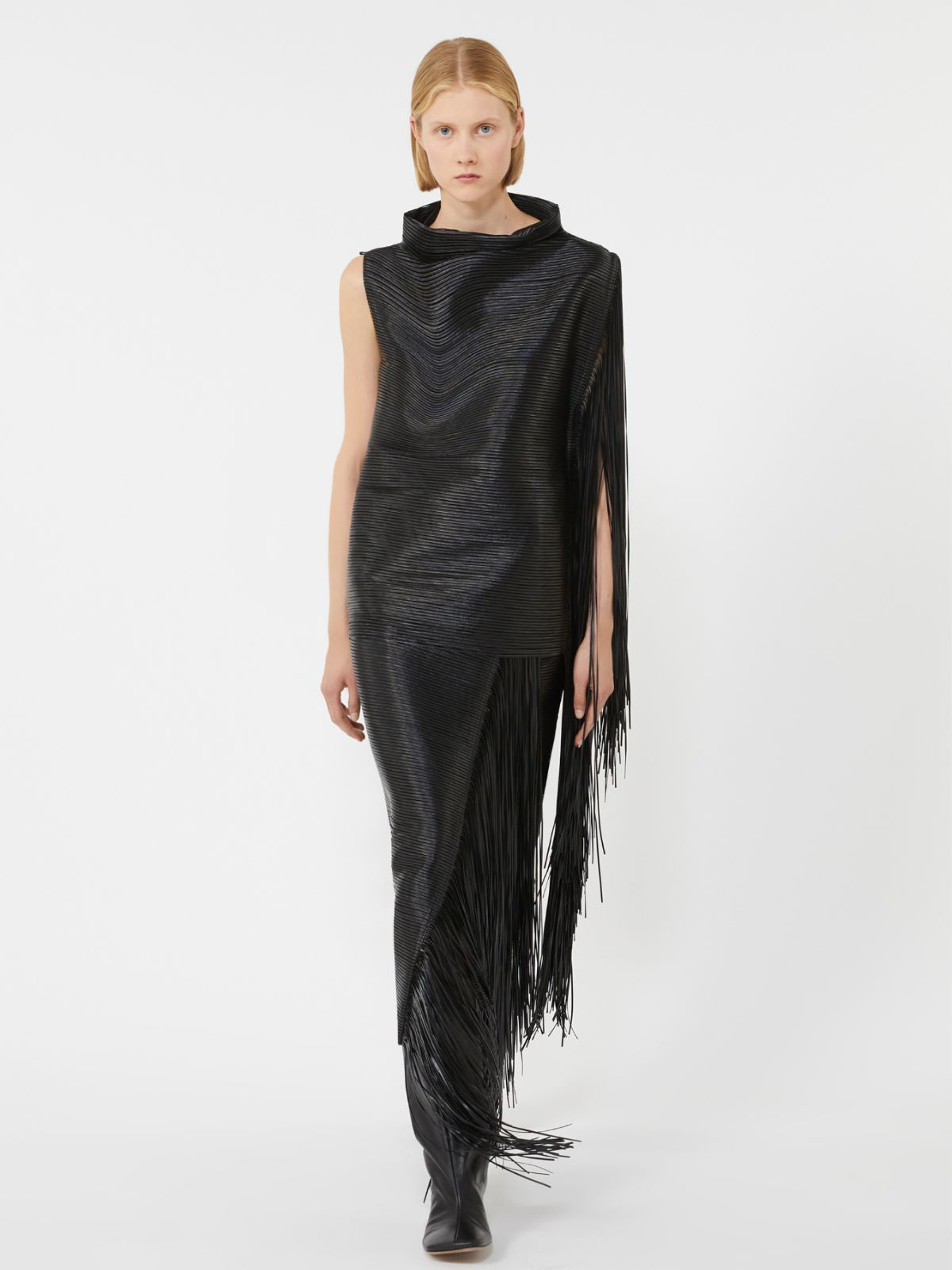Midi skirt with fringes - RUNWAY - Black