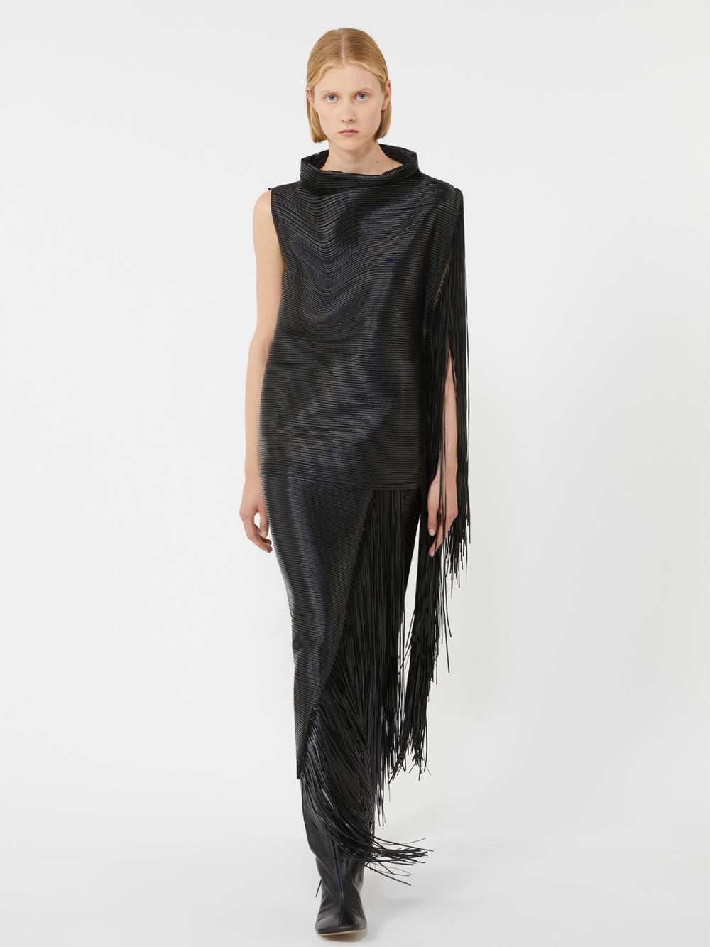 Midi skirt with fringes - RUNWAY - Black