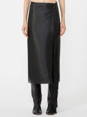 Midi skirt with fringes - RUNWAY - Black