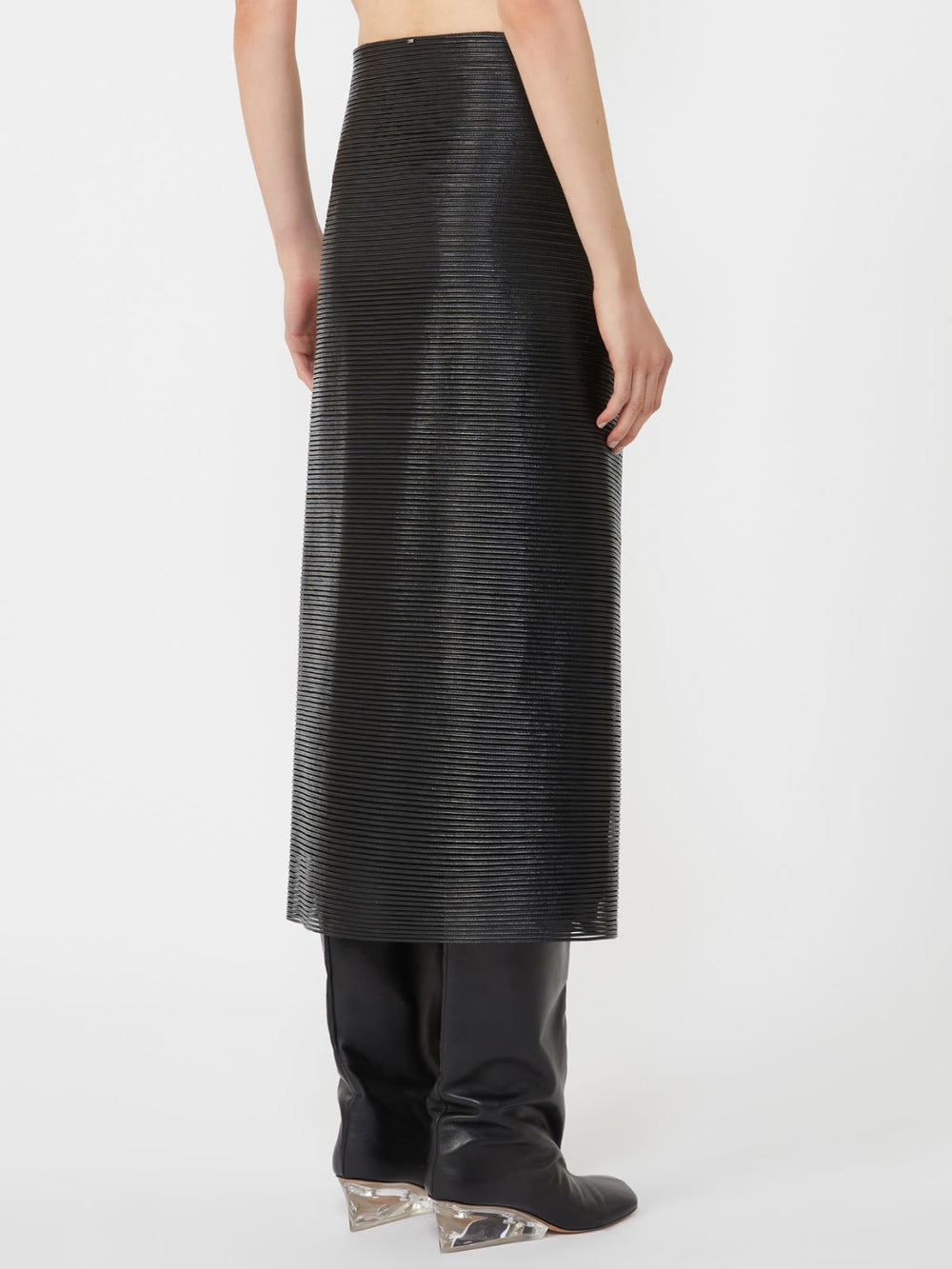 Midi skirt with fringes - RUNWAY - Black