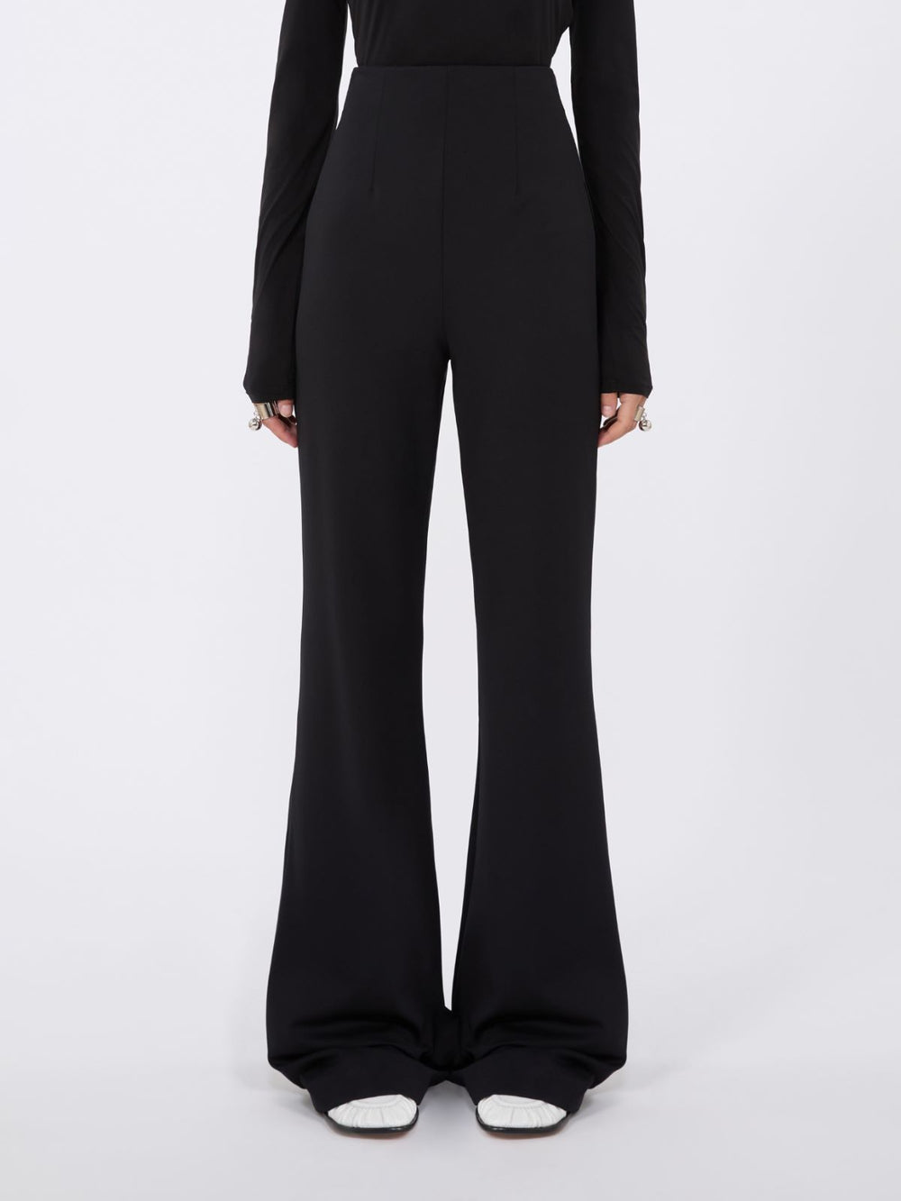 Flared trousers in stretch jersey - Black