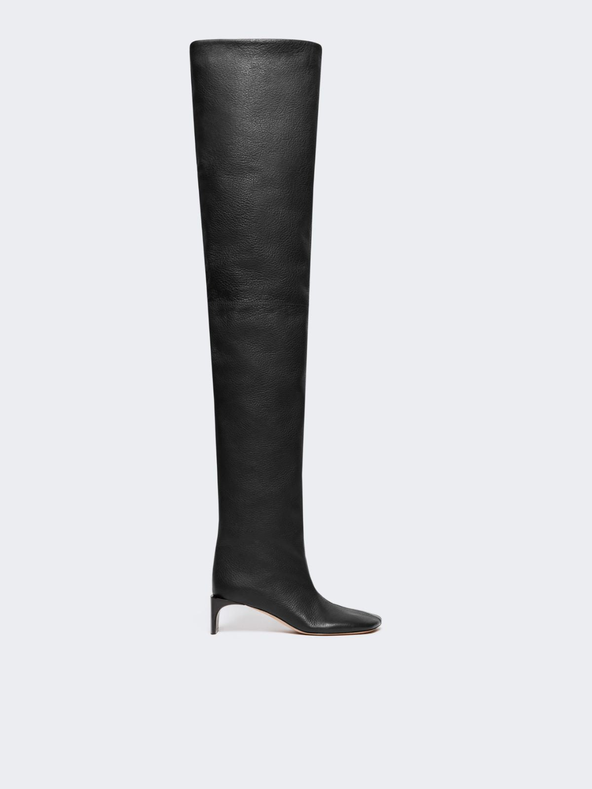 Thigh-high calfskin boots - RUNWAY - Black