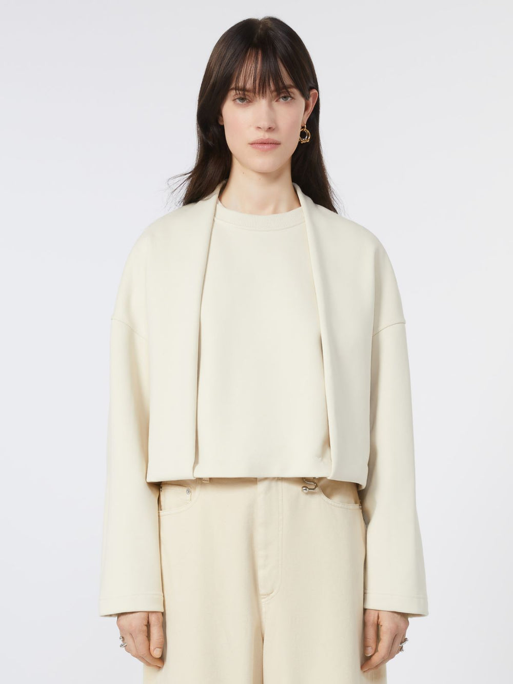 Soft sweatshirt with double-layer effect - Ivory