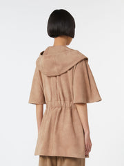 Suede cape with belt - Turtledove