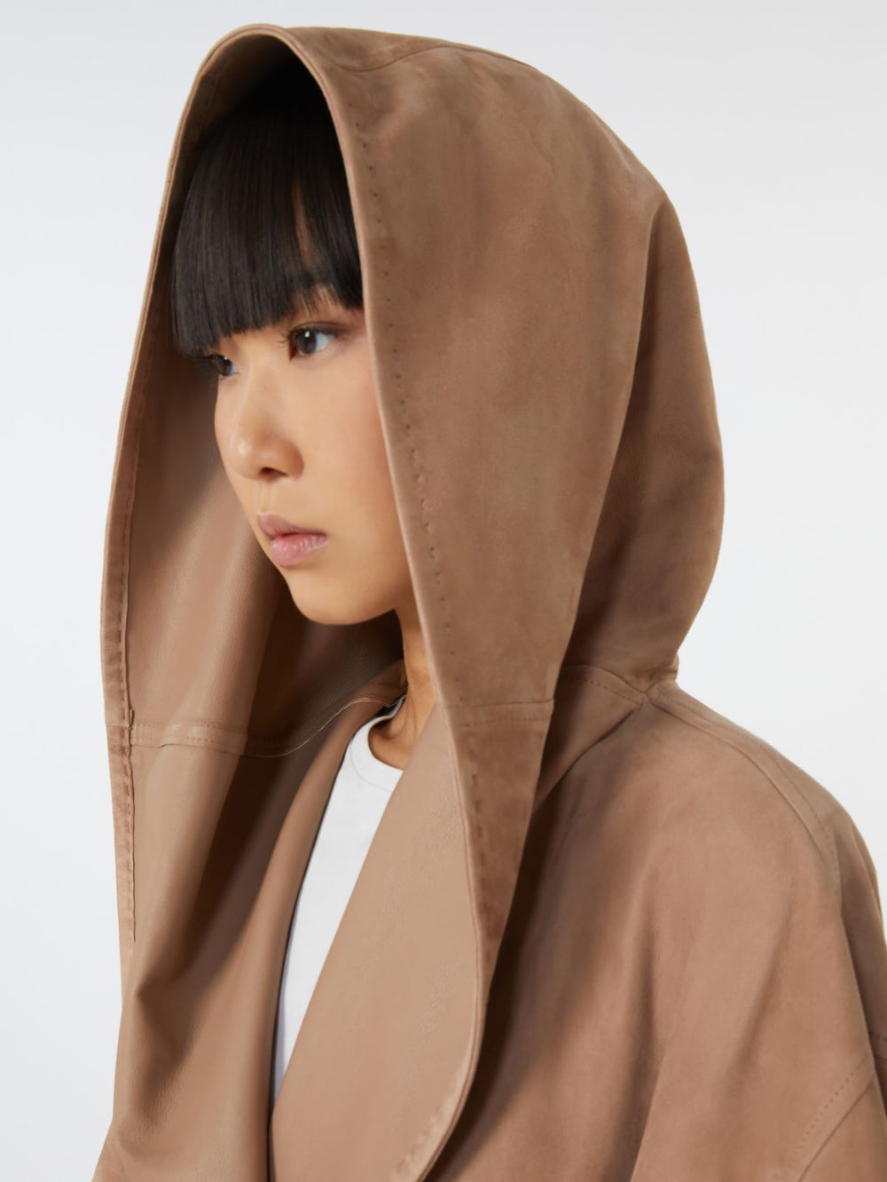 Suede cape with belt - Turtledove