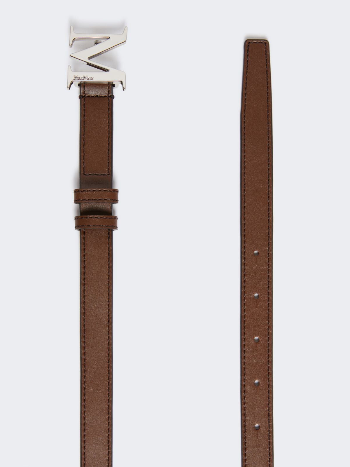 Natural leather Monogram belt - Brown