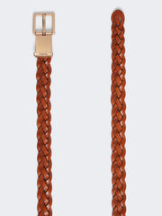 Woven leather belt - Rust