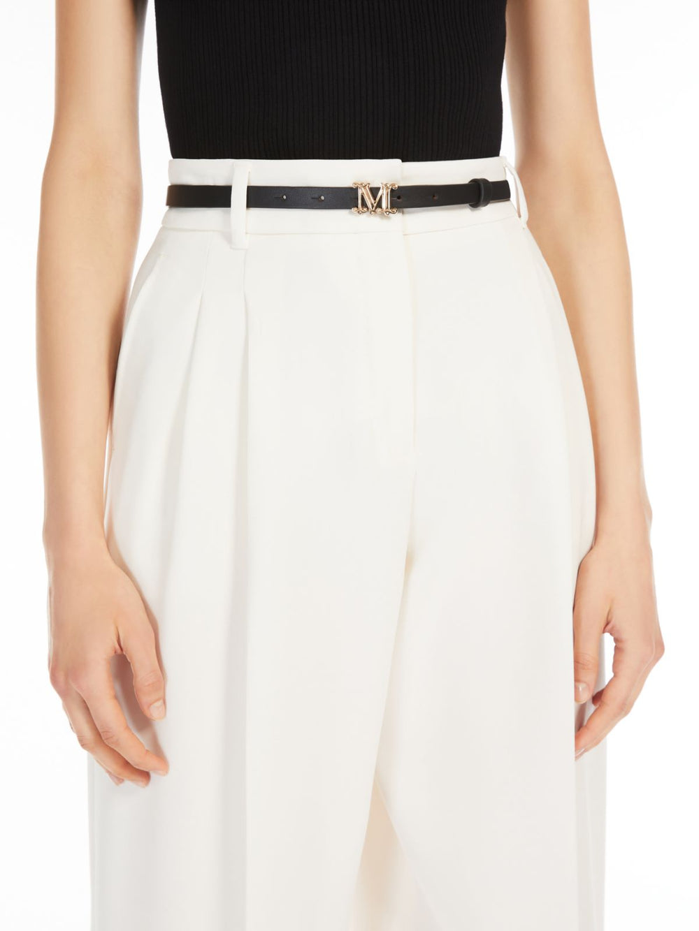 Leather Monogram belt - Black