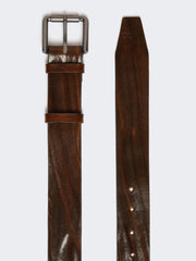 Long leather belt - Brown bronze