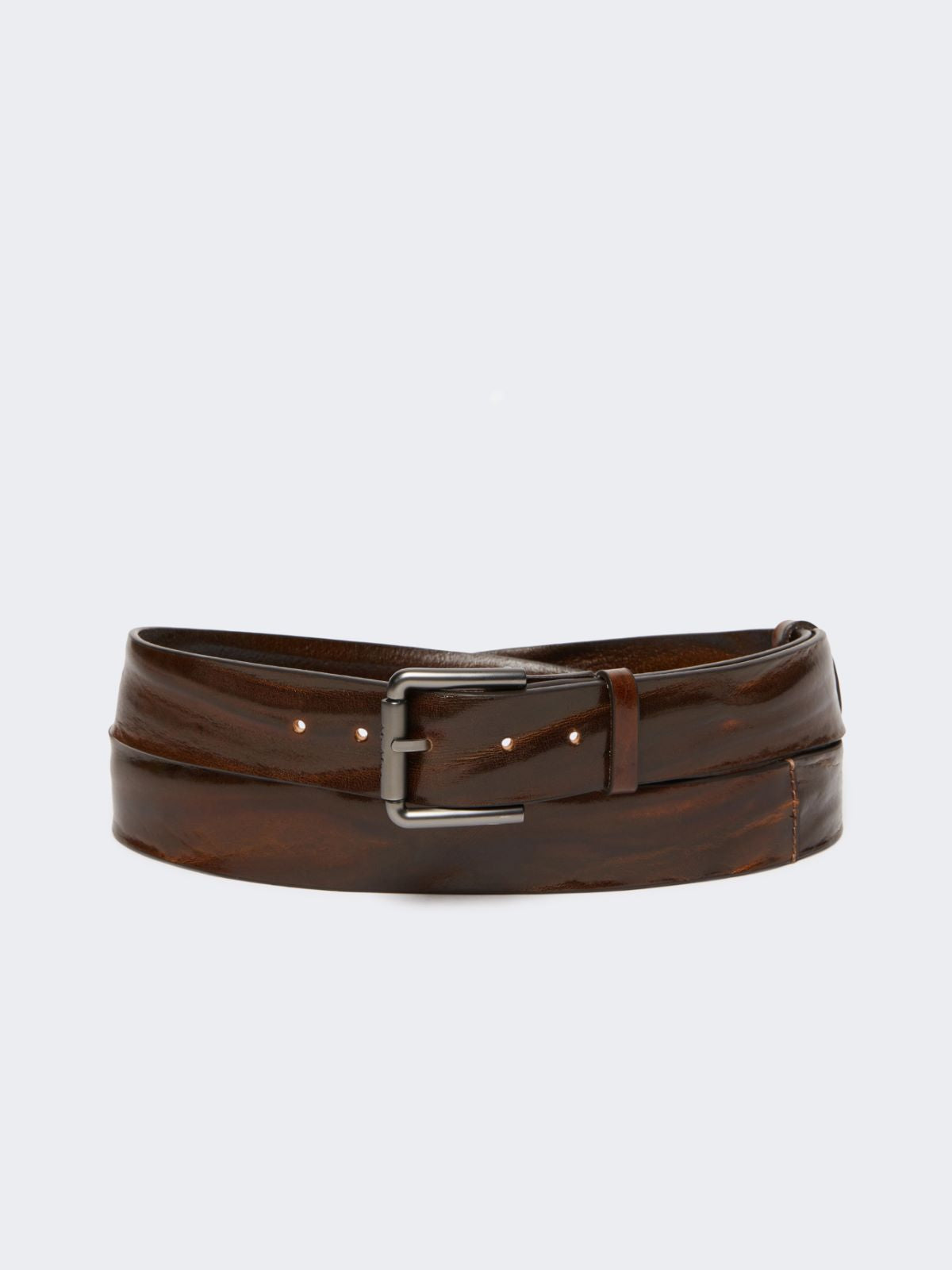 Long leather belt - Brown bronze