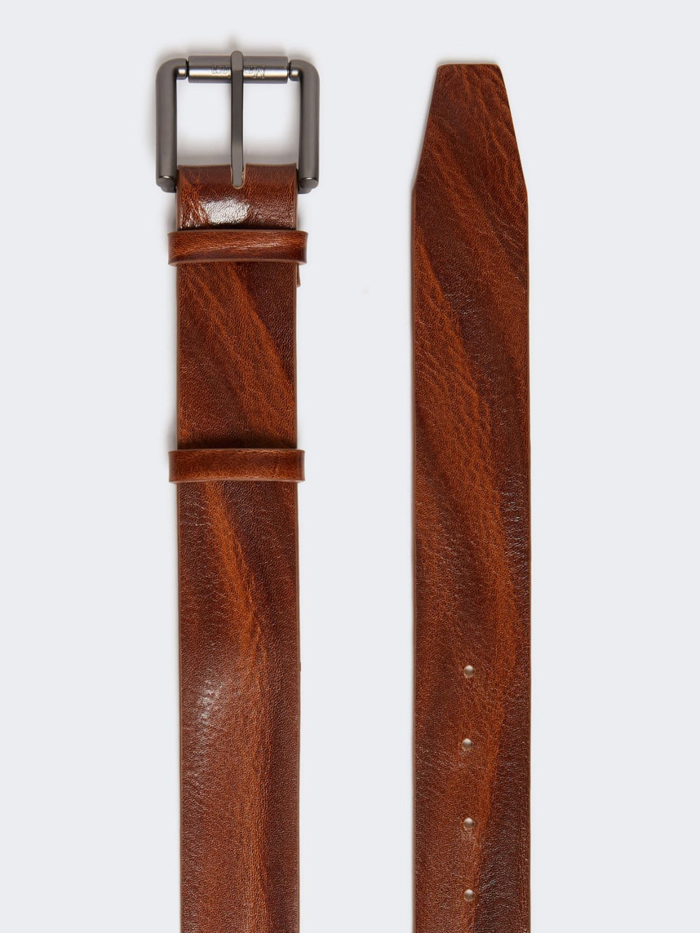 Long leather belt - Dark brown