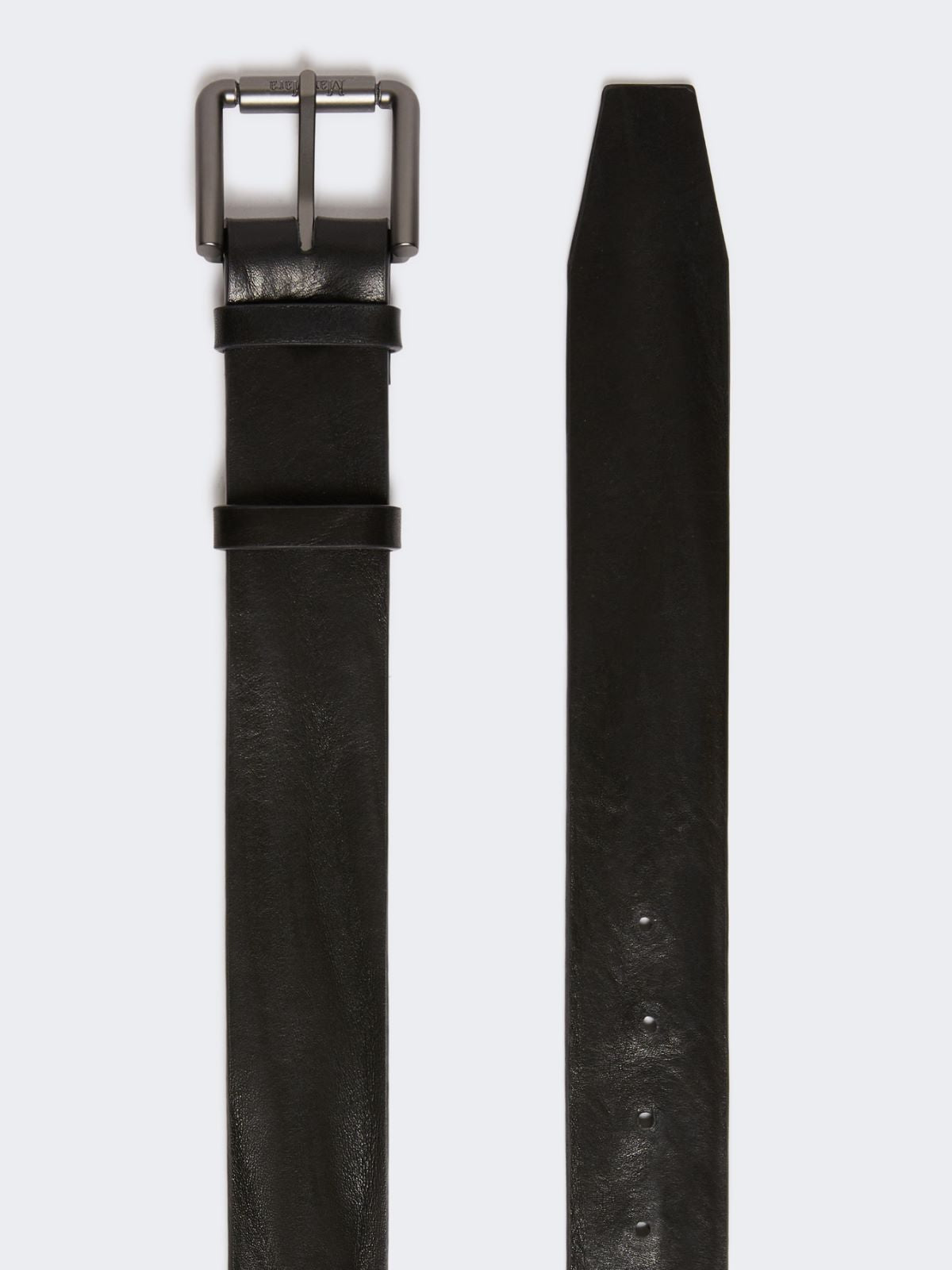 Long leather belt - Black