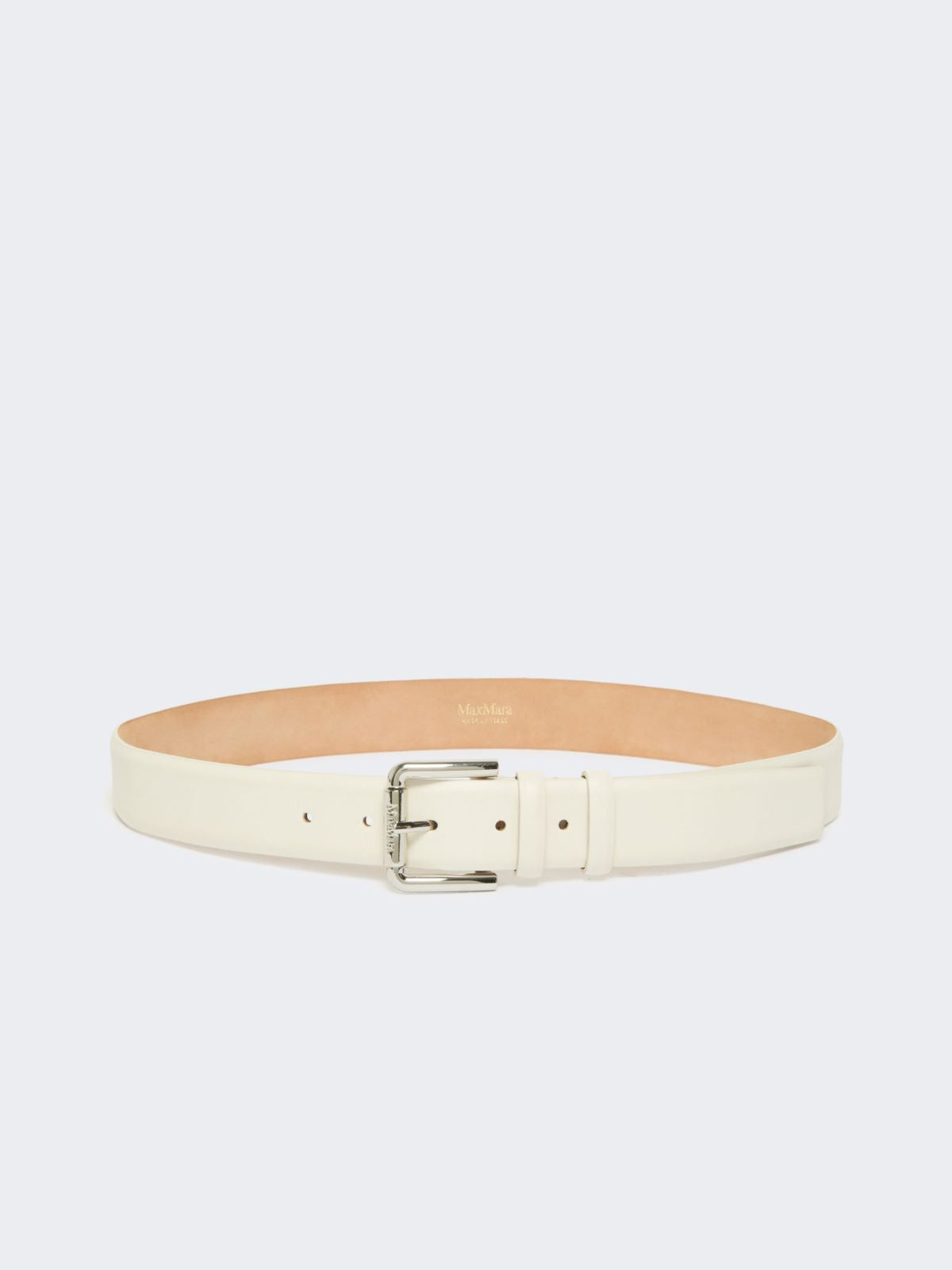 Natural leather belt - White