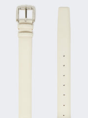 Natural leather belt - White
