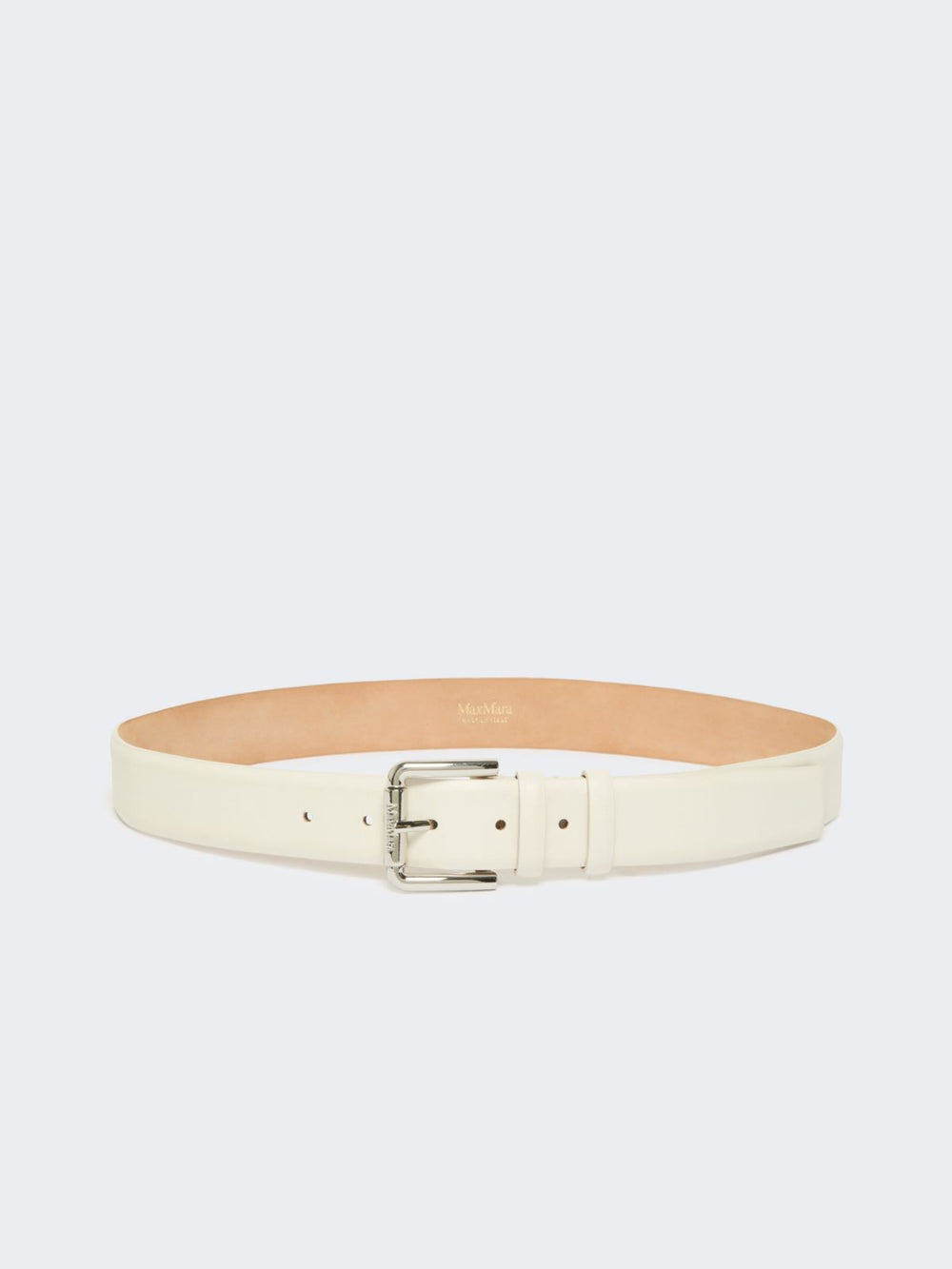 Natural leather belt - White