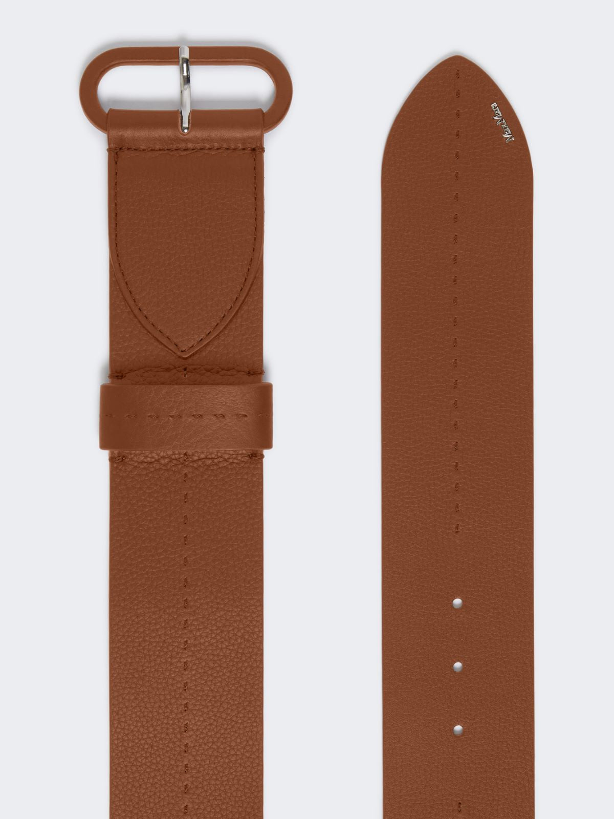 Semi-glossy leather belt - Amber brown