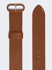 Semi-glossy leather belt - Amber brown